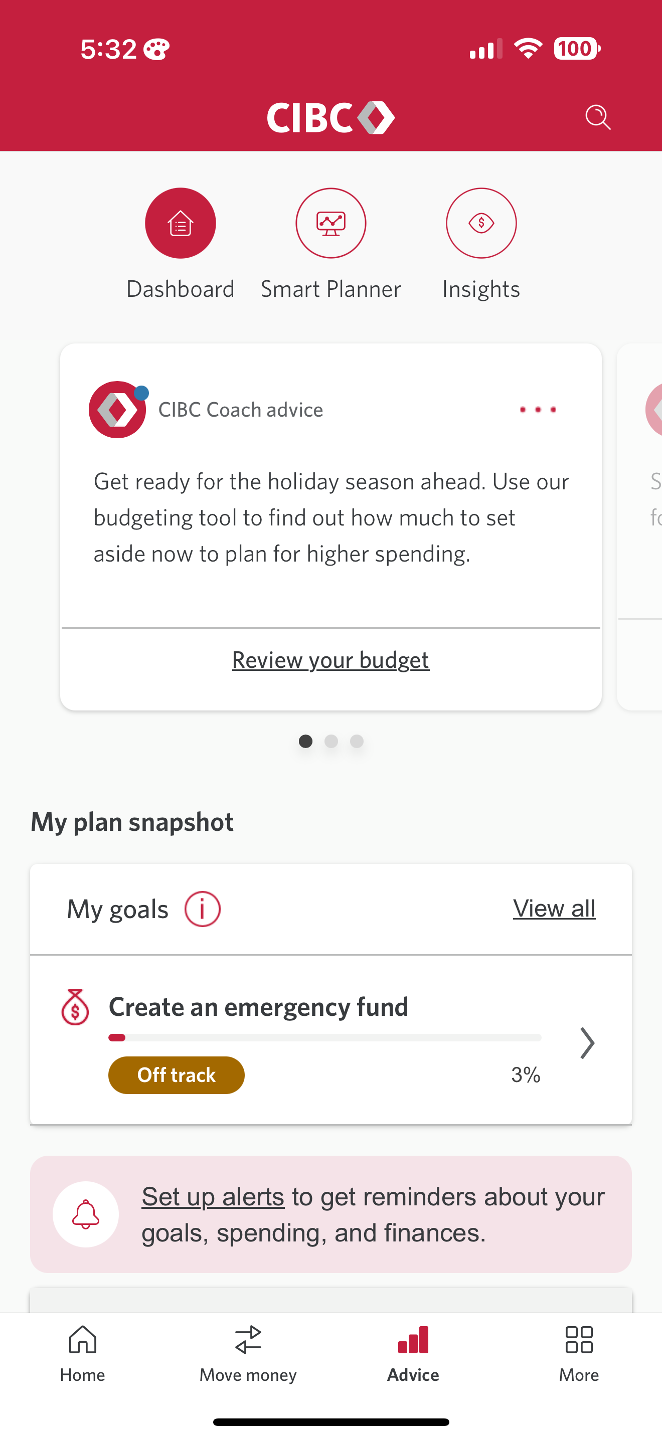 Current CIBC Advice tab with buried insights