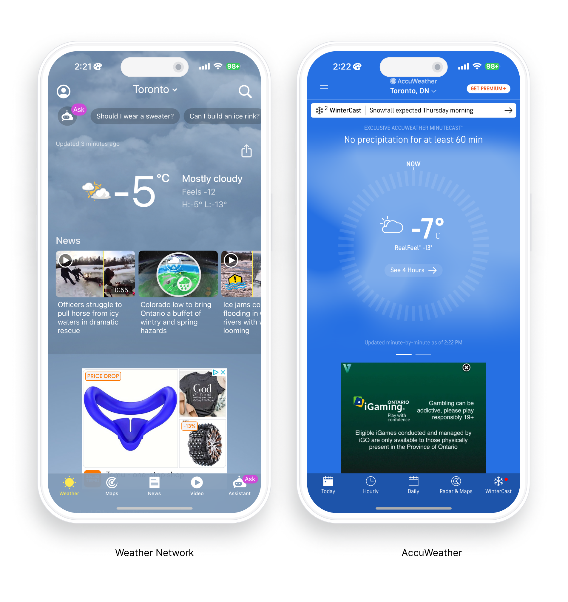 Competitive review of The Weather Network and AccuWeather